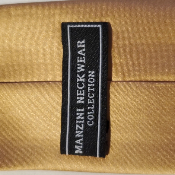 Men's gold color Manzini silk tie - Picture 5 of 6